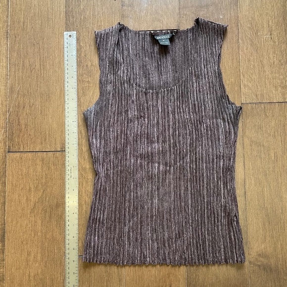 Jacket Tank Set Chocolate Ruffle Glam Crinkle Pleat - Picture 4 of 10